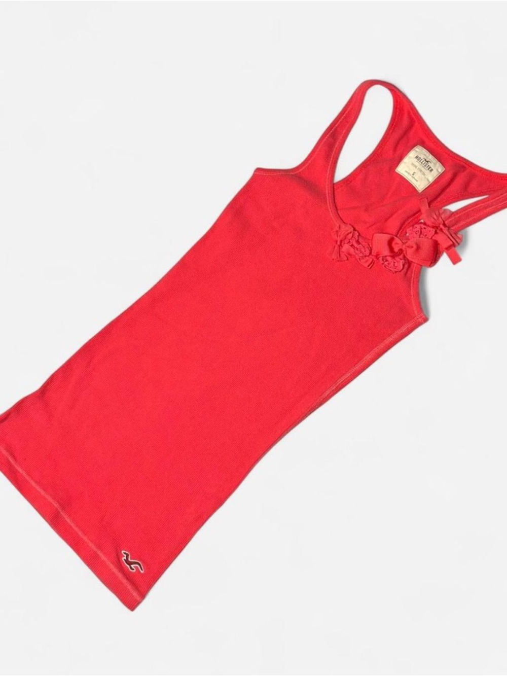 Vintage Hollister Long Tank Top, Pink, Bows, Social Stretch, Size Small, Ballet